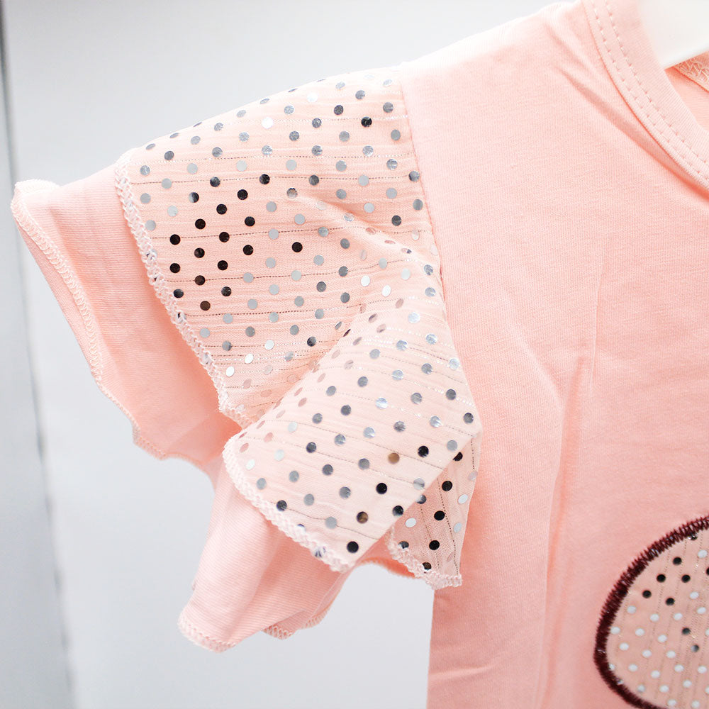 Imported Baby Girl Cute Net 3D Flower Fancy Frock Fly Sleeve Pullover Shirt for 18 Months- 5 Years