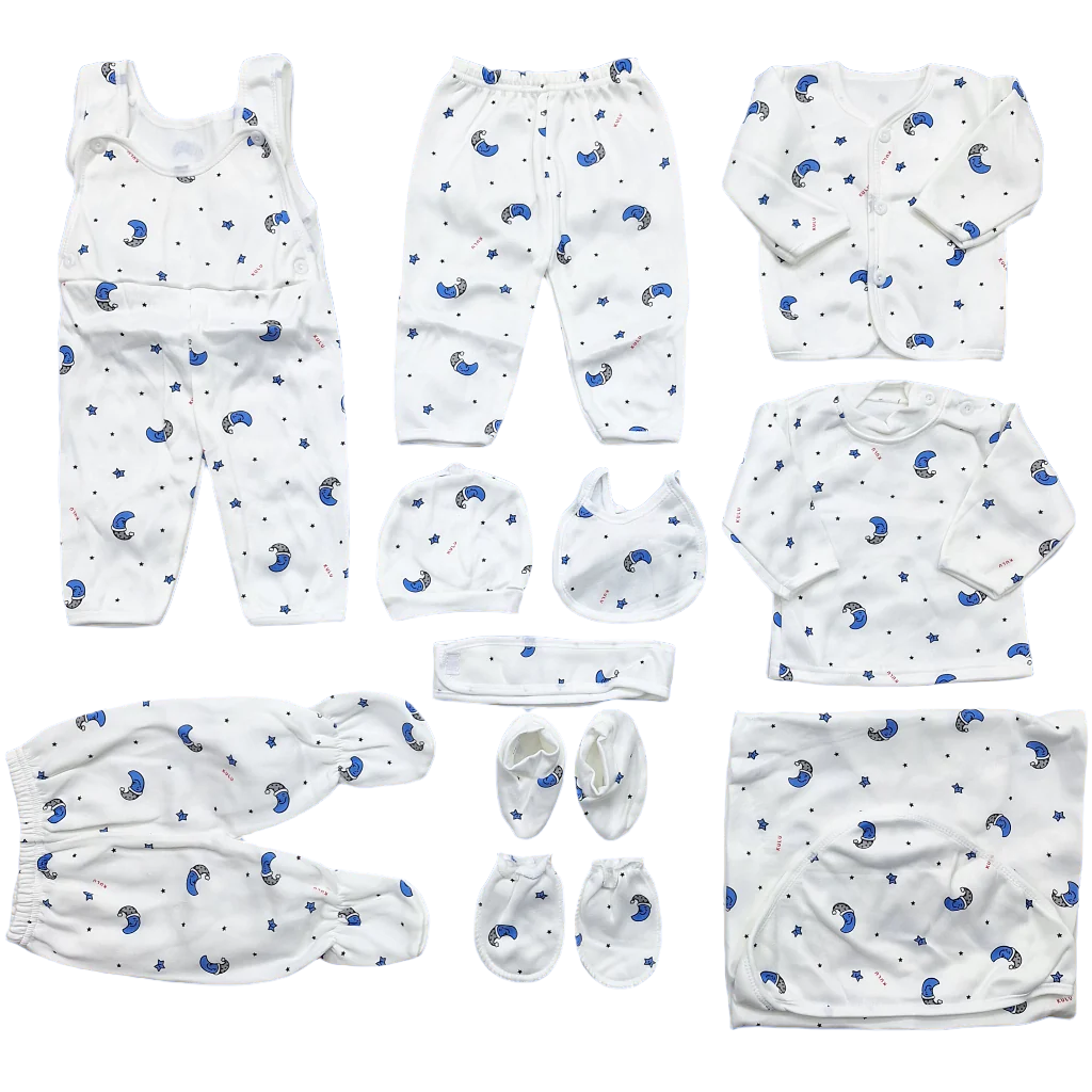 Imported Newborn Cute Bear Baby Set 11 Pcs Full Sleeves Winter Starter Set for 0-6 Months