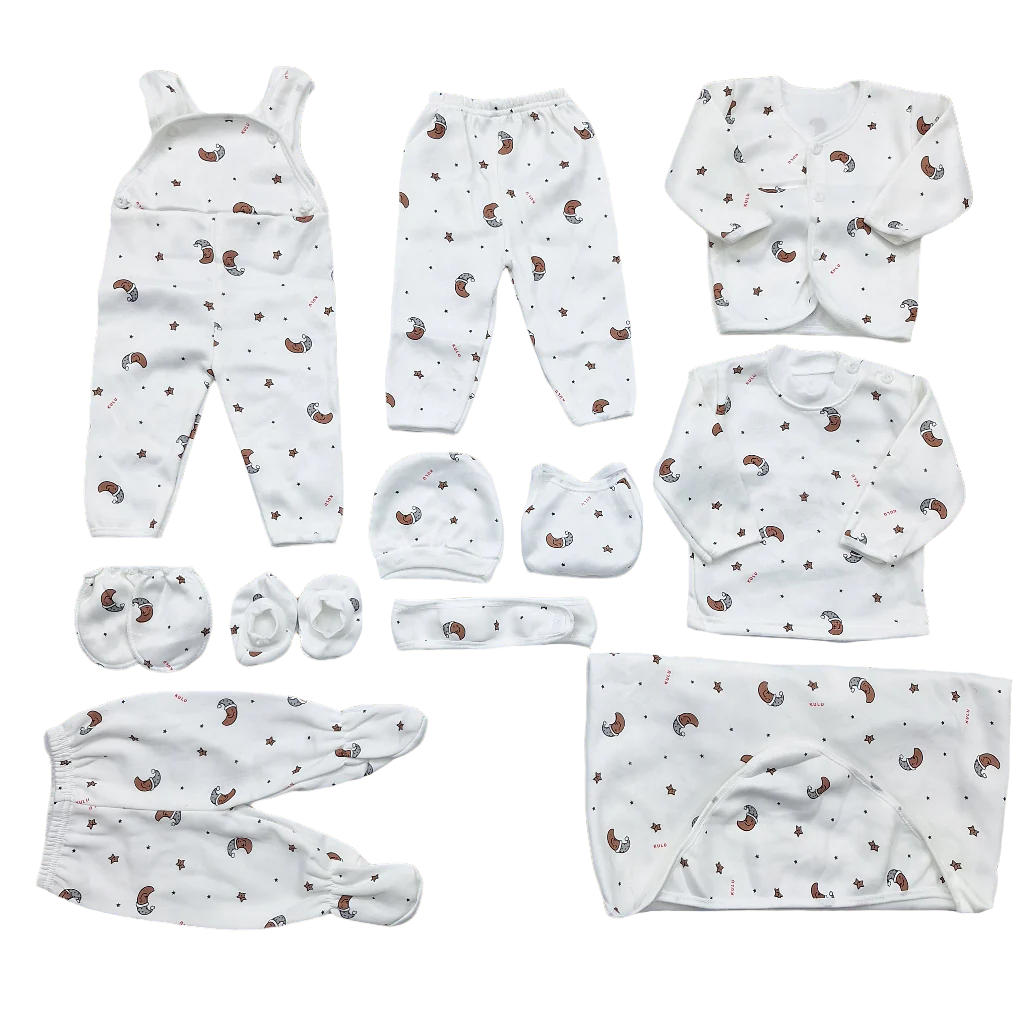 Imported Newborn Cute Bear Baby Set 11 Pcs Full Sleeves Winter Starter Set for 0-6 Months