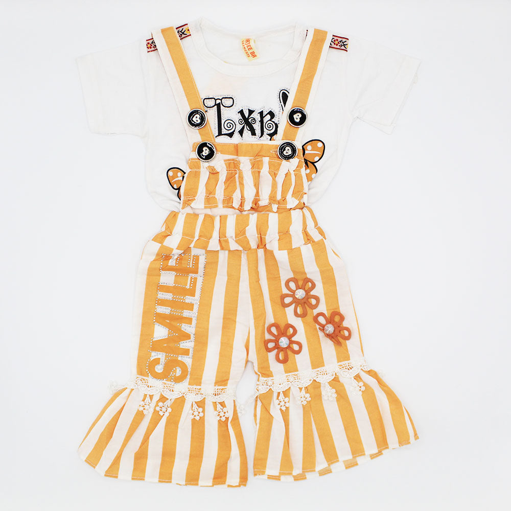 Baby Girl Smile Fancy Dungaree Half Sleeves Romper with Shirt for 3-9 months