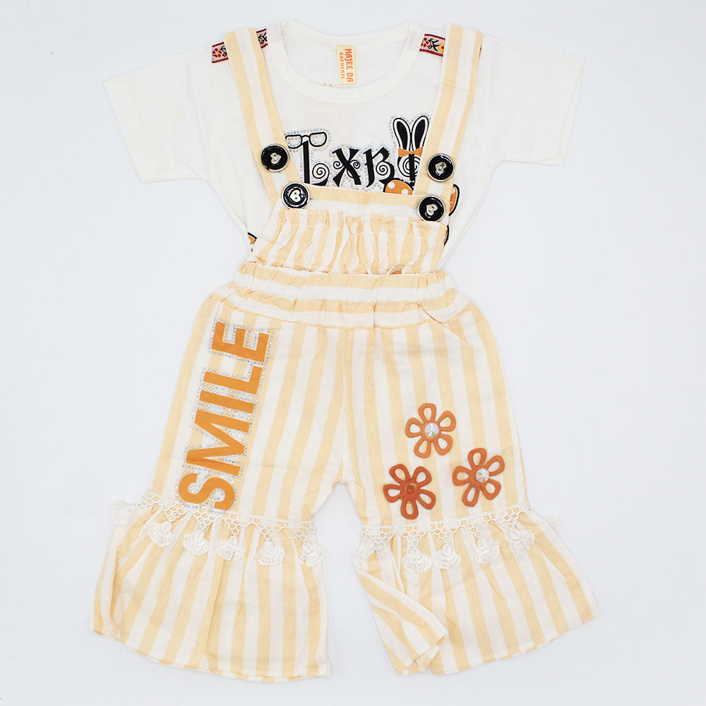 Baby Girl Smile Fancy Dungaree Half Sleeves Romper with Shirt for 3-9 months