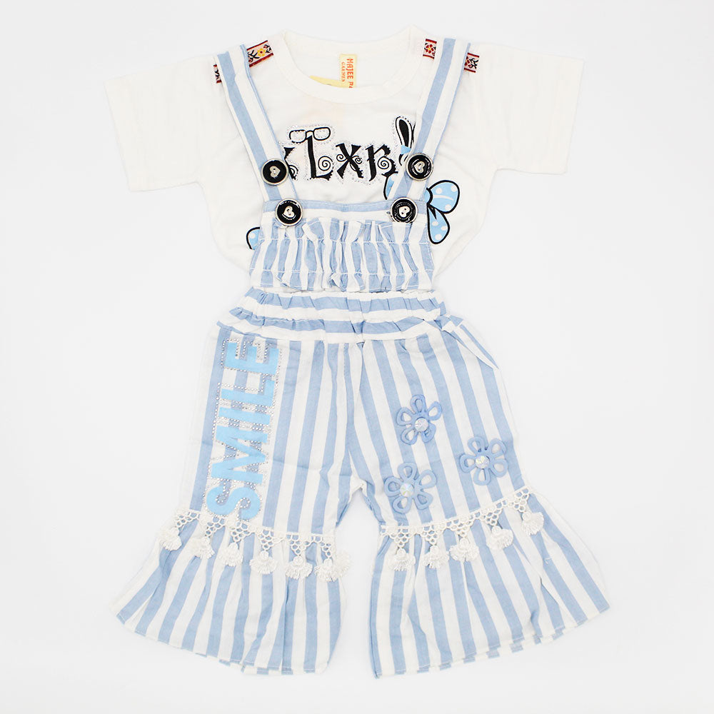 Baby Girl Smile Fancy Dungaree Half Sleeves Romper with Shirt for 3-9 months