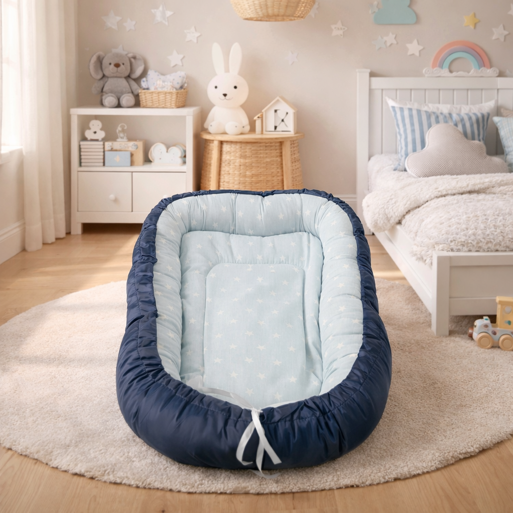Cute Bow Super Soft Snuggle Baby Bed | Cozy Newborn Sleeping Nest with Cute Patterns