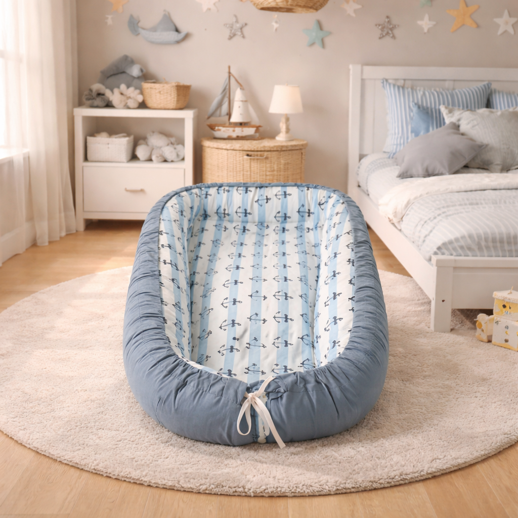 Cute Bow Super Soft Snuggle Baby Bed | Cozy Newborn Sleeping Nest with Cute Patterns