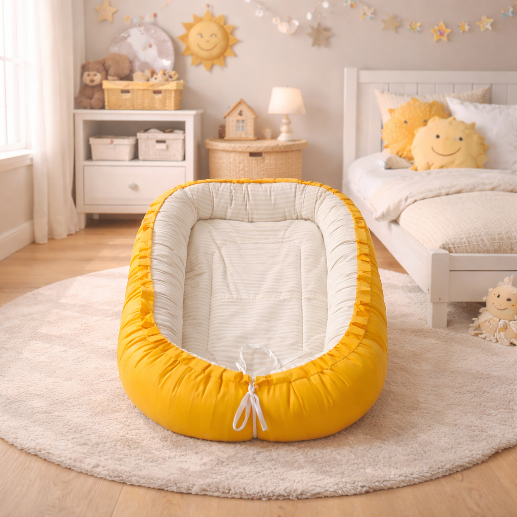 Cute Bow Super Soft Snuggle Baby Bed | Cozy Newborn Sleeping Nest with Cute Patterns