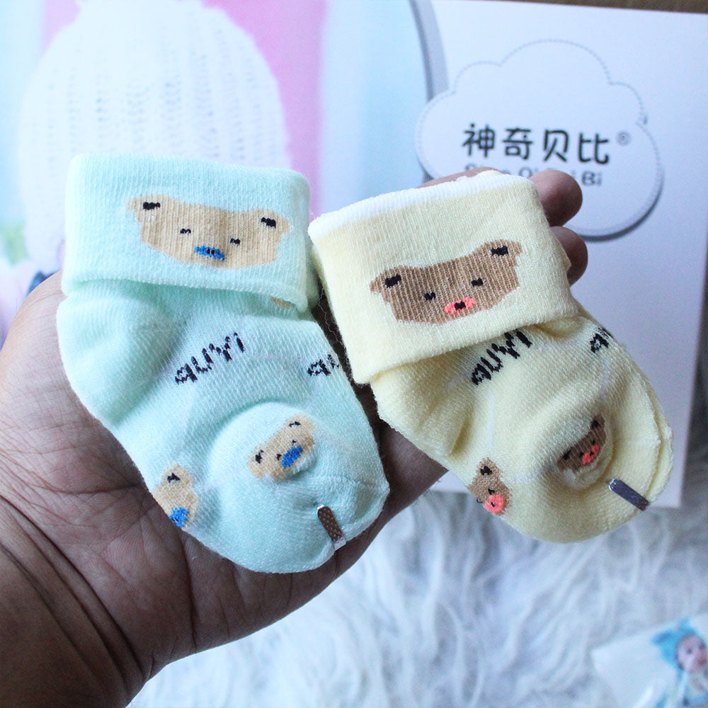 Imported Baby Cute 2 Pairs Socks for 0-3 Years