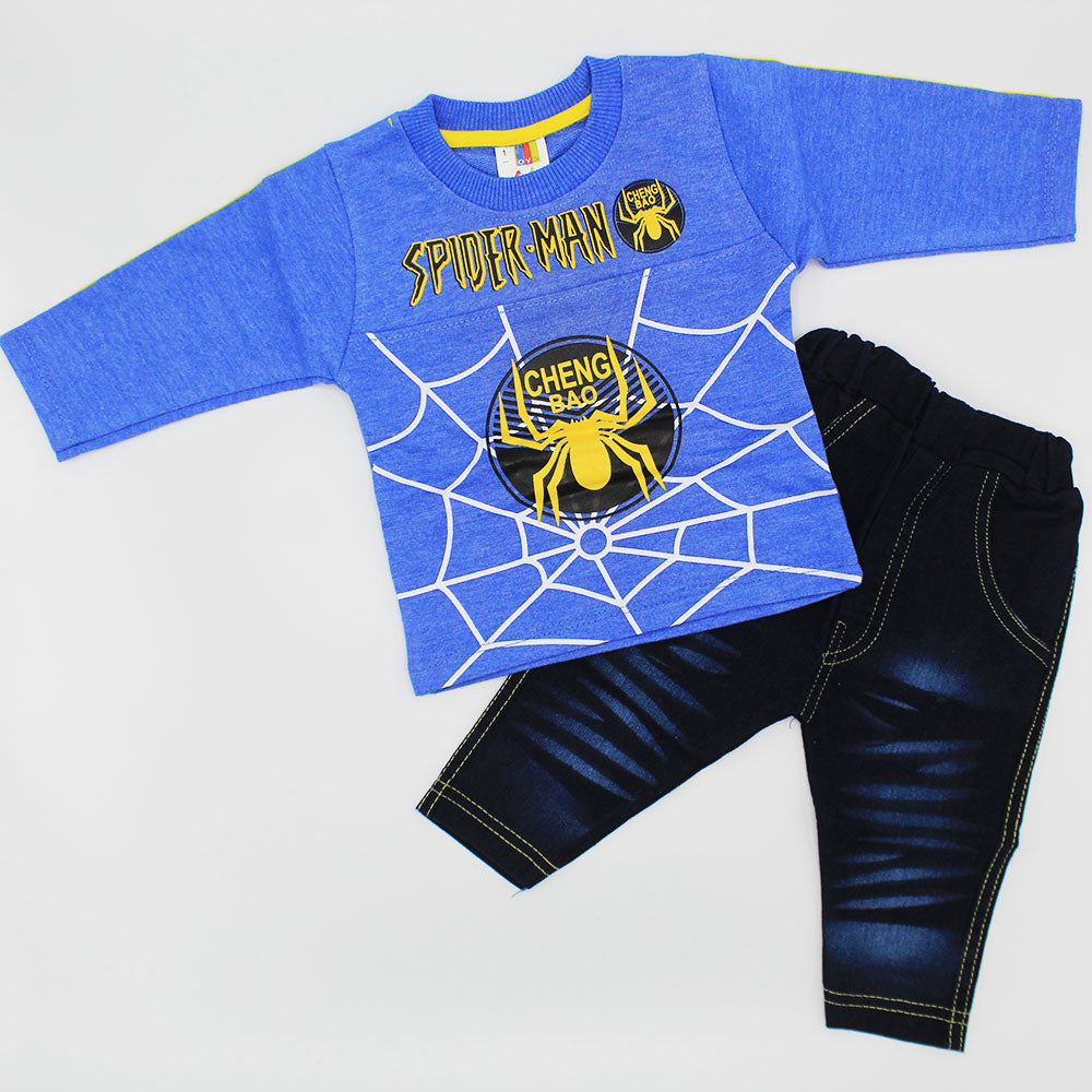 Baby Spider Man Dress with Denim Style Pant for 3-12 Months