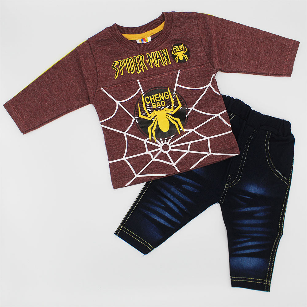 Baby Spider Man Dress with Denim Style Pant for 3-12 Months