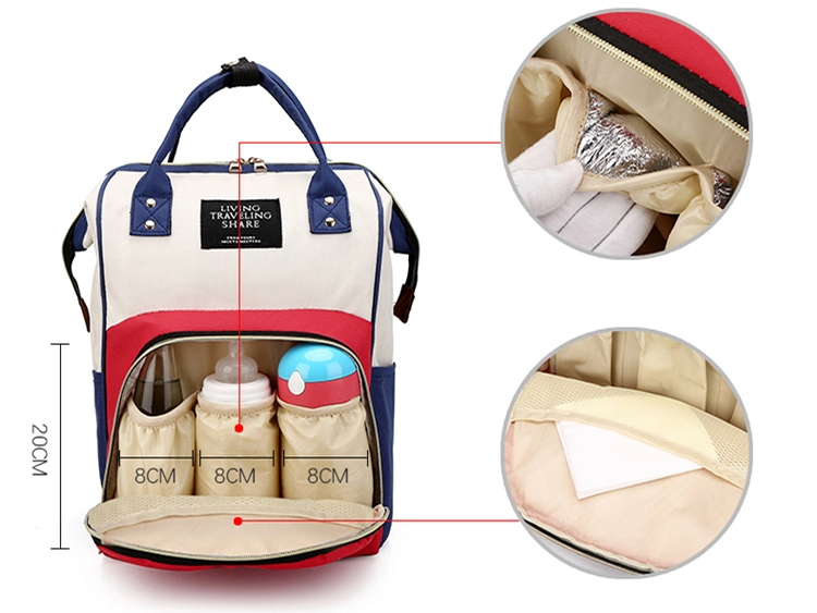 Imported Fashion Waterproof Oxford Mother Diaper Bag Plain Backpack Large Capacity