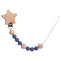Star Silicone & Wooden Pacifier Clip | Stylish Beaded Soother Holder for Babies (0–24 Months)