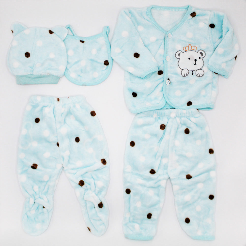 Imported Newborn Baby Winter Fur Fleece 5 Pcs Starter Set 0-3 Months