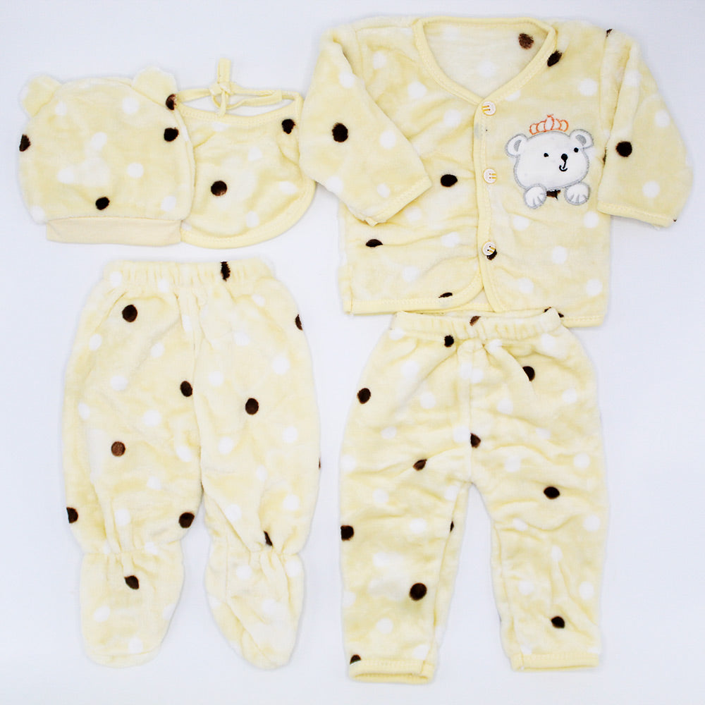 Imported Newborn Baby Winter Fur Fleece 5 Pcs Starter Set 0-3 Months