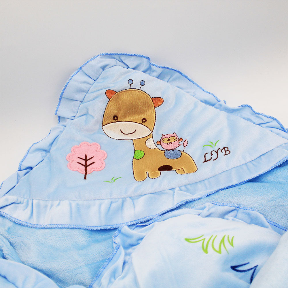 Imported Baby Cute Giraffe Warm and Soft Swaddle Wrapper Hooded with Hood Double Layer Receiving Blanket Polyester filled Sleeping Carry Nest For 0-12 Months