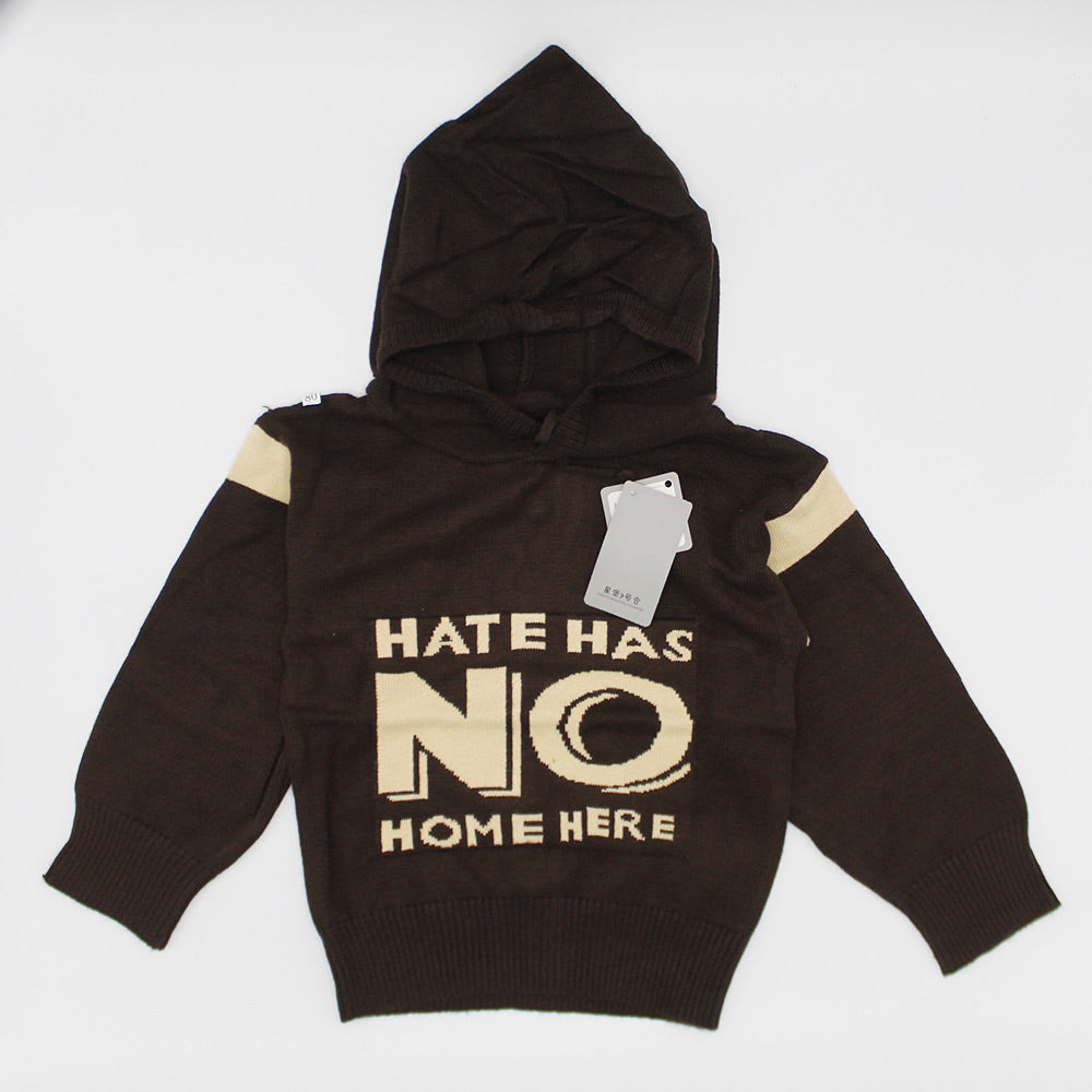 Imported 1 Pc Baby Kids Winter Hate Has No Home Rabbit Wool Warm Hoodie Sweater Long Sleeve Pullover for 9 Months - 3 Years