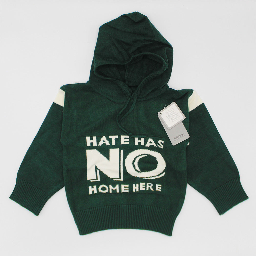 Imported 1 Pc Baby Kids Winter Hate Has No Home Rabbit Wool Warm Hoodie Sweater Long Sleeve Pullover for 9 Months - 3 Years