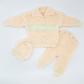 Newborn Baby Winter Collar Knitted Front Open Button Dress with Cap for 0-3 Months
