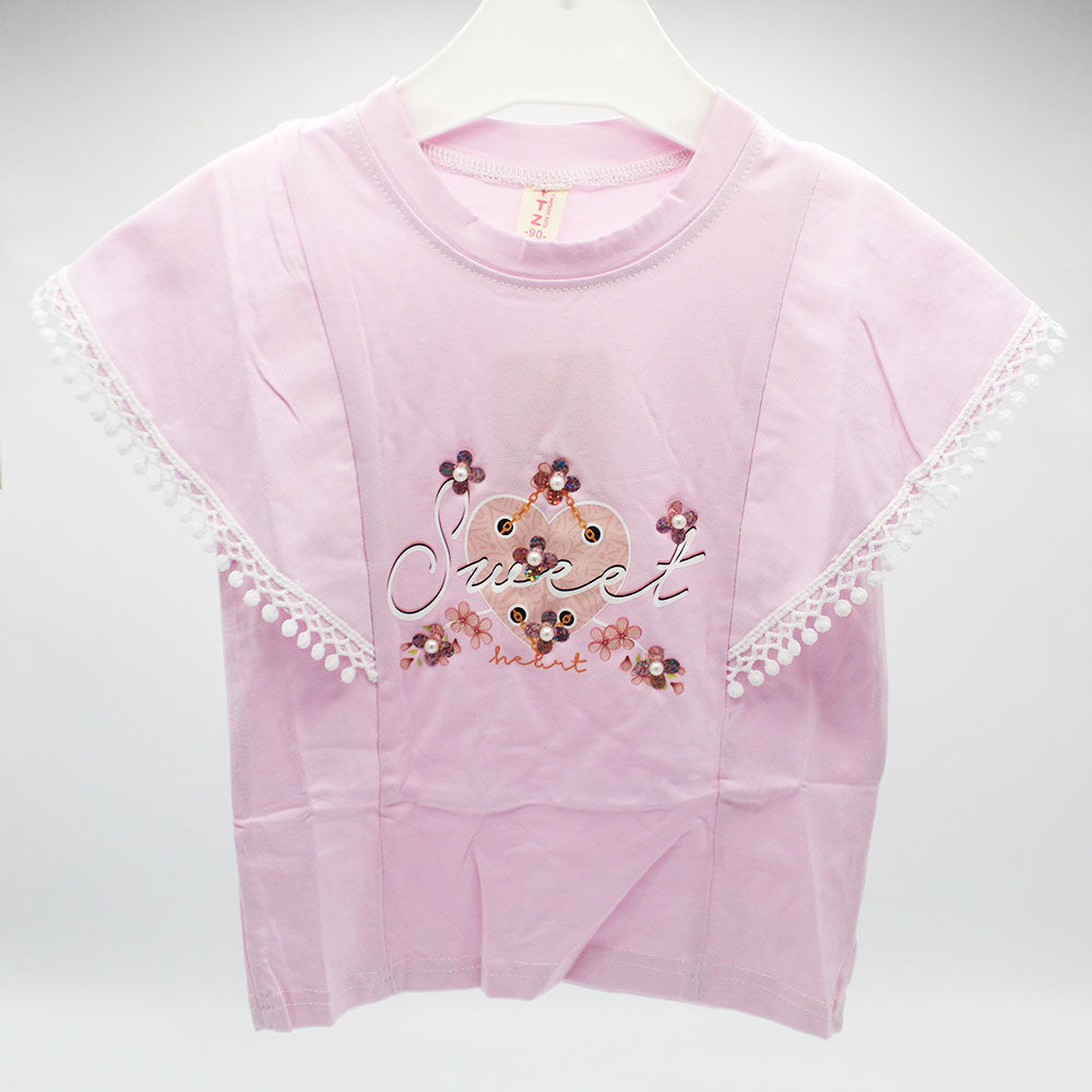 Baby Girl Sweet Stylish Half Sleeve Pullover Shirt for 12 Months- 4 Years