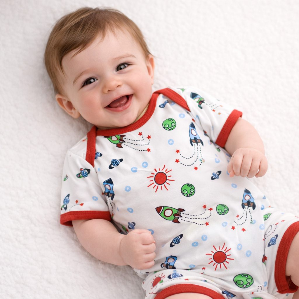 Imported Cute Prints Bodysuit Half Sleeves Onesie Romper for 0-6 Months