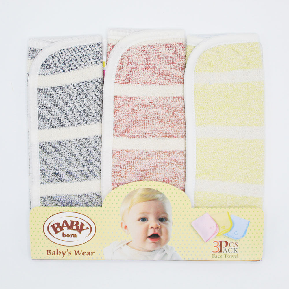 Baby 3 Pcs Pack Soft Terry Face Towel Set