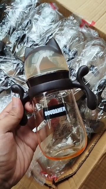 Imported PPSU Plastic Baby Feeder with Cat Style Cap and Handle with Mother Resemblance Nipple 350ml - 12oz