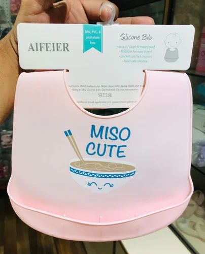Imported Baby Soft Silicon Waterproof Bib With Food Catcher Bowl Adjustable Buttons for 0-3 Years
