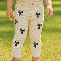 Imported Baby Girl Bow Printed White Cotton Pants for 9 Months - 3 Years