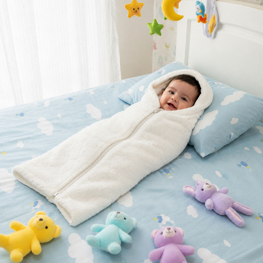 Imported 2 in 1 Super Soft 3D Heart Embossed Baby Zipper Blanket For 0-3 Years