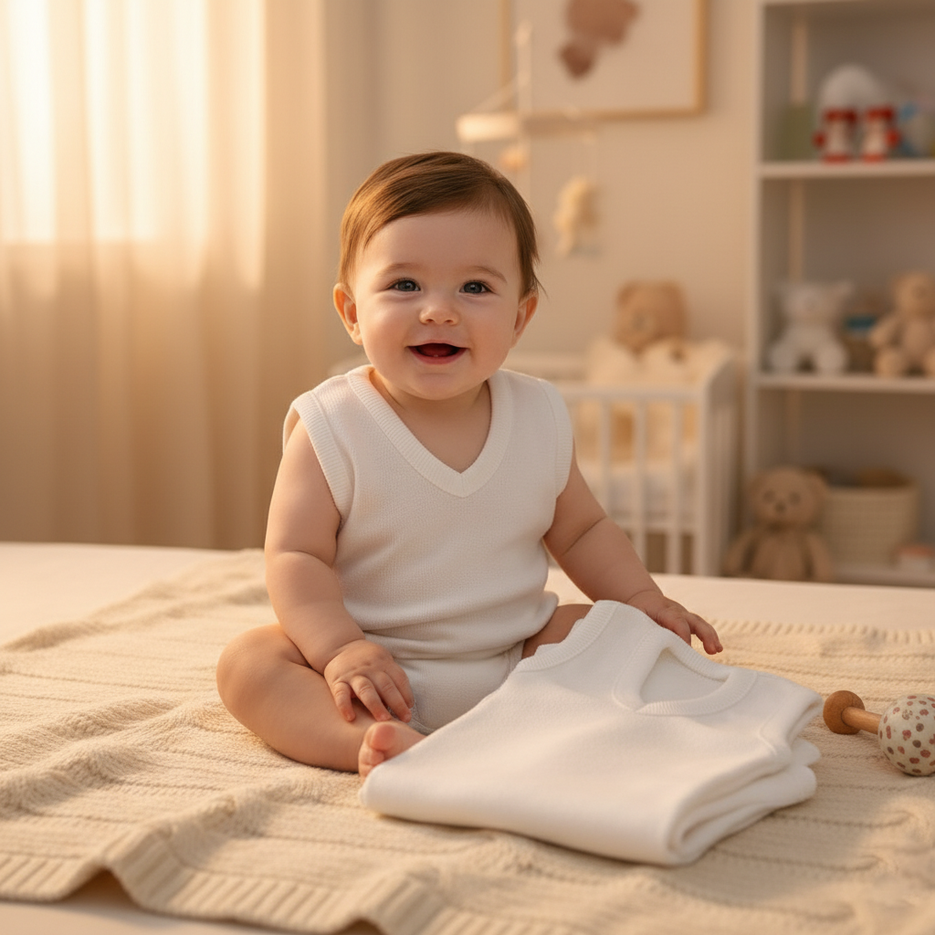 Baby Pack Of 3 Pieces Winter Woolen Inner Sleeveless Vest Sweater for 0-24 Months