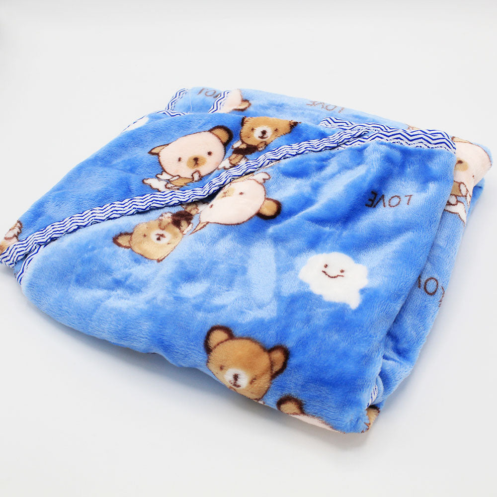 Imported Baby Cute Bear Super Soft Printed Baby AC Blanket Hooded Wrapping Sheet Comforter Quilt