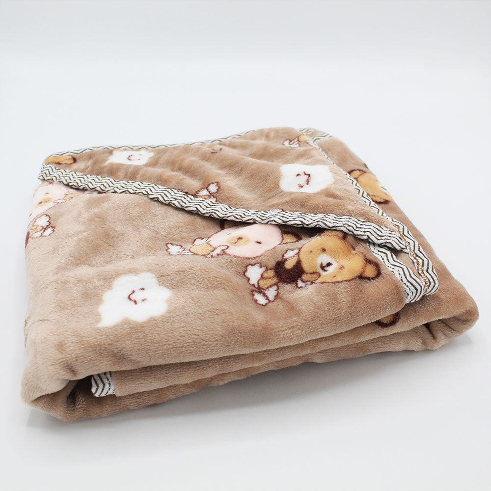 Imported Baby Cute Bear Super Soft Printed Baby AC Blanket Hooded Wrapping Sheet Comforter Quilt