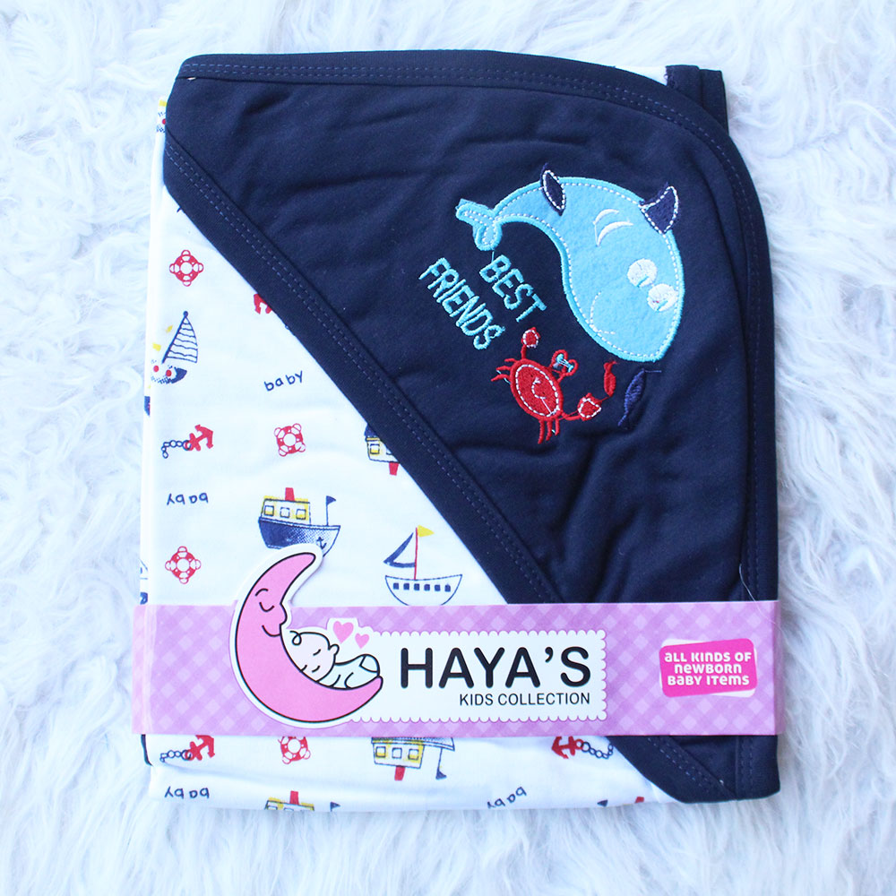 Made as Turkey Newborn Baby Embroidered Best Friends Wrapping Sheet with Hood for 0-12 Months