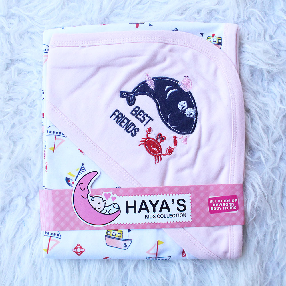 Made as Turkey Newborn Baby Embroidered Best Friends Wrapping Sheet with Hood for 0-12 Months