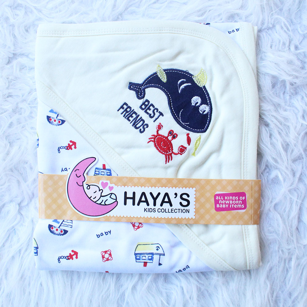 Made as Turkey Newborn Baby Embroidered Best Friends Wrapping Sheet with Hood for 0-12 Months