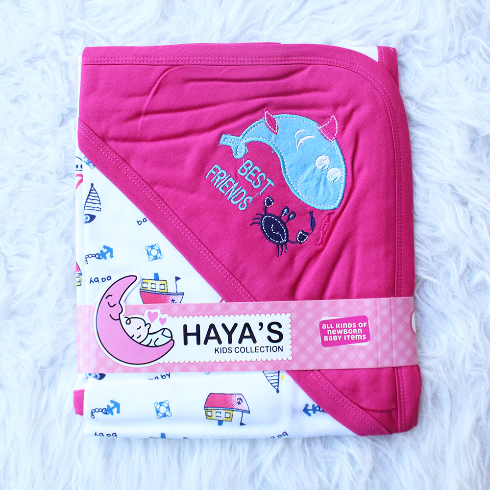 Made as Turkey Newborn Baby Embroidered Best Friends Wrapping Sheet with Hood for 0-12 Months