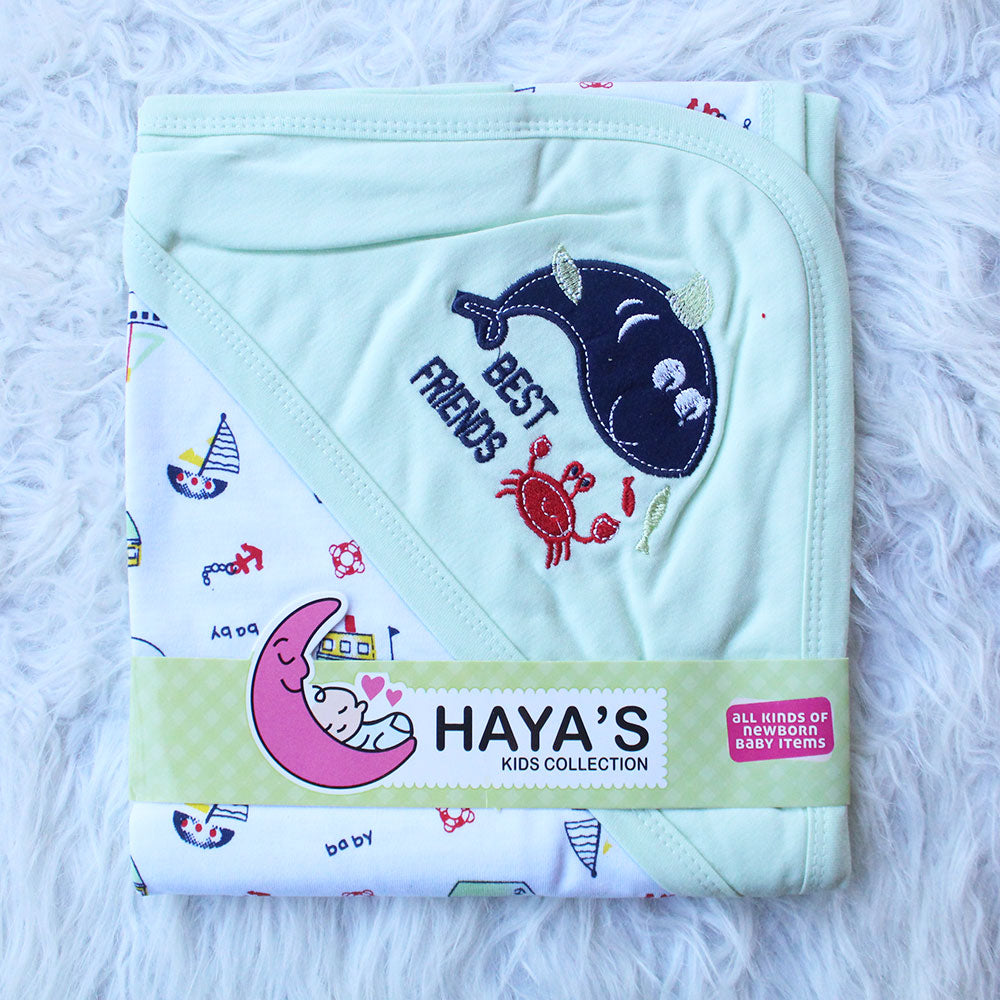 Made as Turkey Newborn Baby Embroidered Best Friends Wrapping Sheet with Hood for 0-12 Months