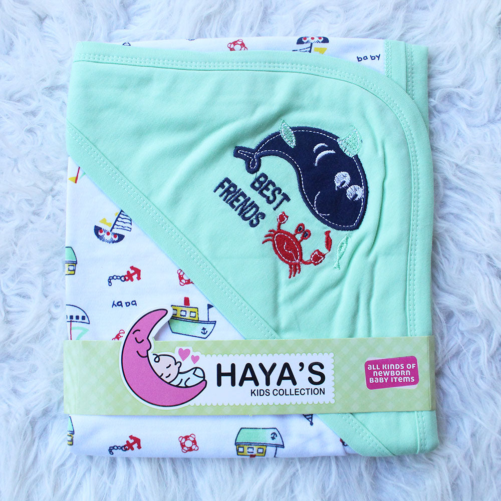 Made as Turkey Newborn Baby Embroidered Best Friends Wrapping Sheet with Hood for 0-12 Months
