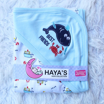 Made as Turkey Newborn Baby Embroidered Best Friends Wrapping Sheet with Hood for 0-12 Months