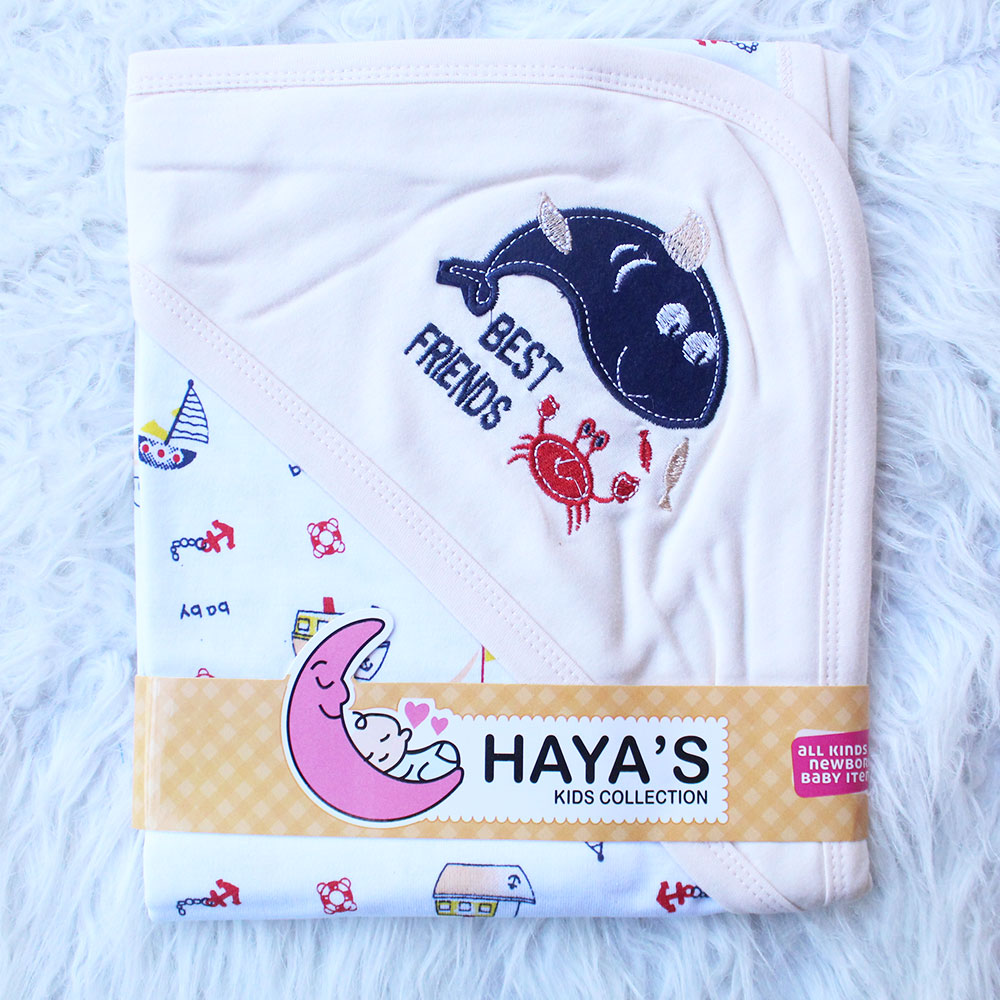 Made as Turkey Newborn Baby Embroidered Best Friends Wrapping Sheet with Hood for 0-12 Months