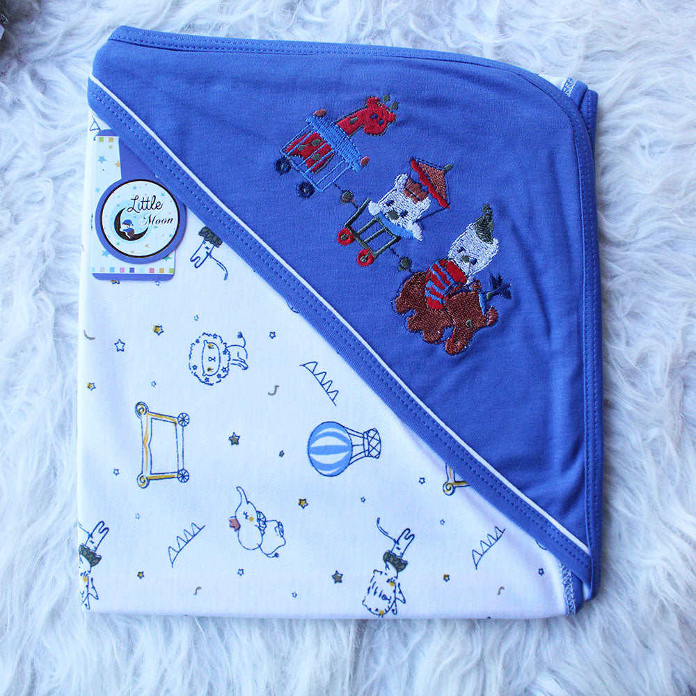Newborn Baby Cute Embroidered Wrapping Sheet with Hood for 0-12 Months