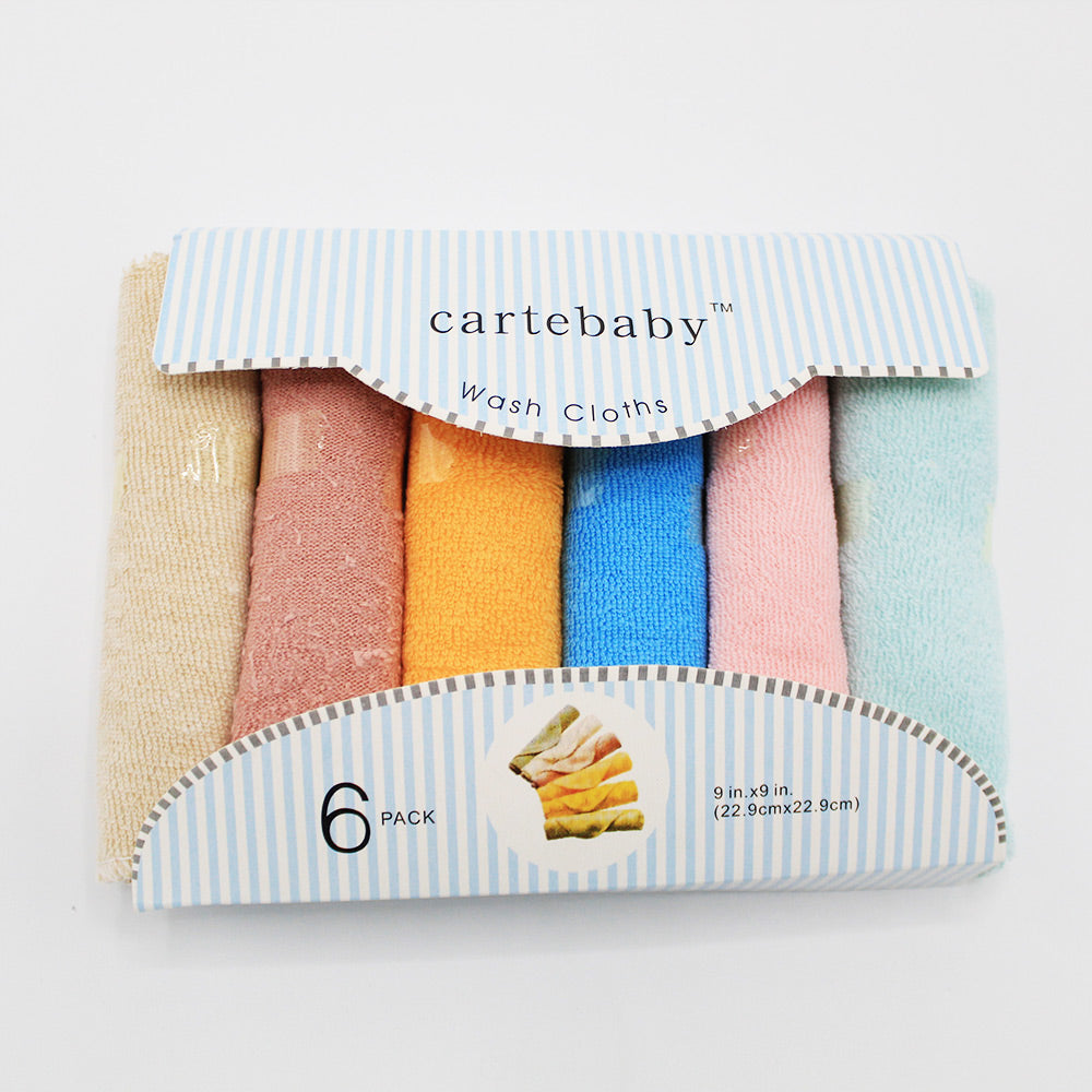 Imported 6 Pcs Pack Super Soft Cotton Washcloth Towel Set