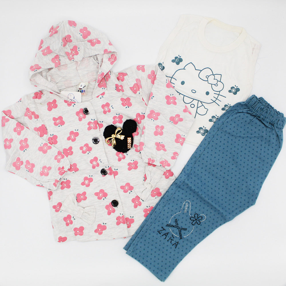 Girls 3Pcs Cute Minnie Hoodie Frock Dress for 12 Months - 3 Years