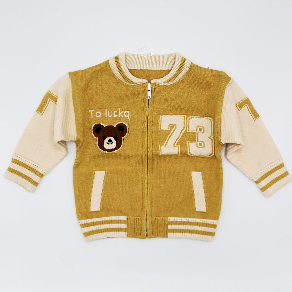 Imported 1 Pc Baby Kids Winter Cute Bear Rabbit Wool Warm Zipper Sweater Long Sleeve for 6 Months - 3 Years