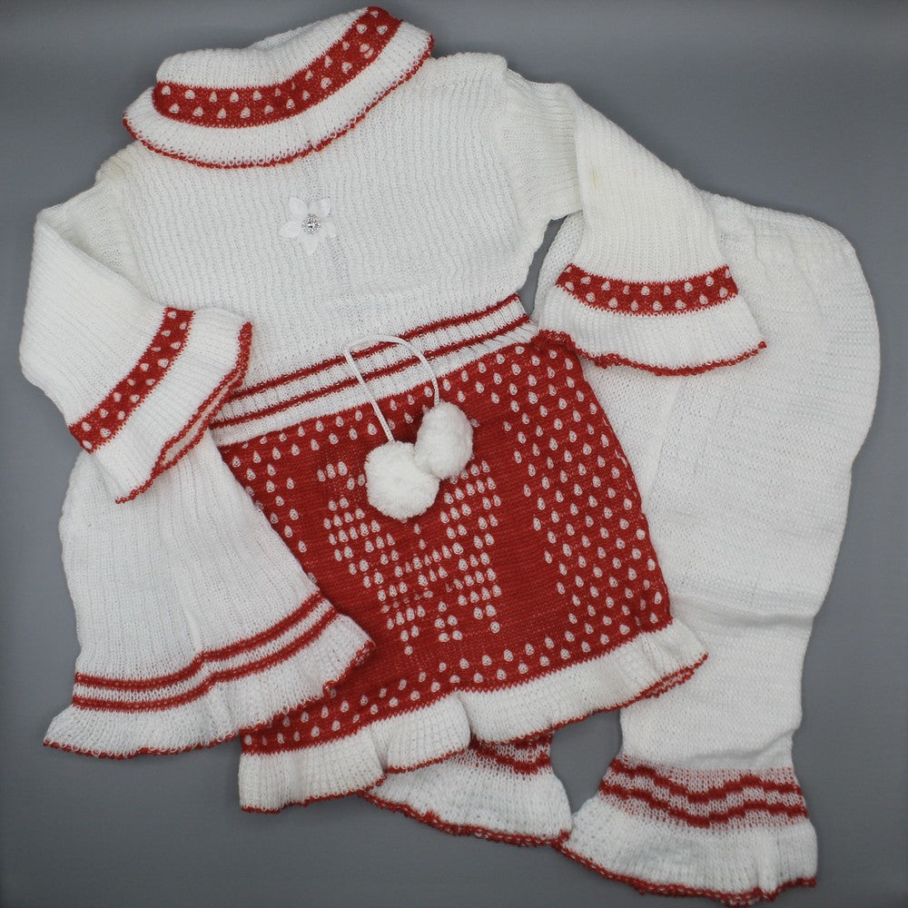Newborn Winter Handmade Baby Sweater Beanie Suit Knitted 3 Pcs Clothes With Cap Pants for 0-4 Months