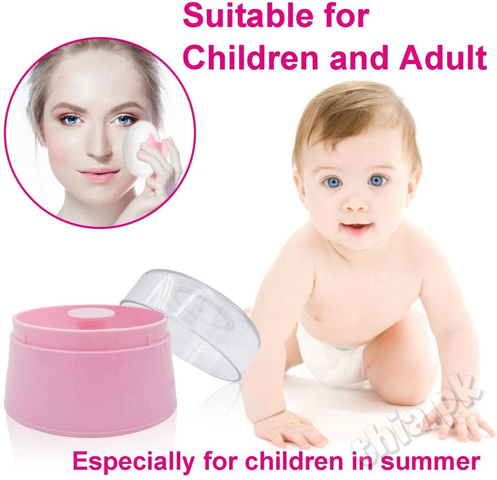 Plastic Baby Care Baby Puff Box Holder Container Talcum Powder Case with Fluff Puff