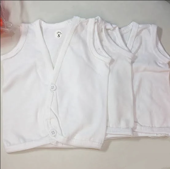 Pack Of 3 Pieces Newborn Inner Sleeveless Vest Banyan In Cotton Stuff - Born Baby For 0-3 Months 3-6 Months and 6-9 Months