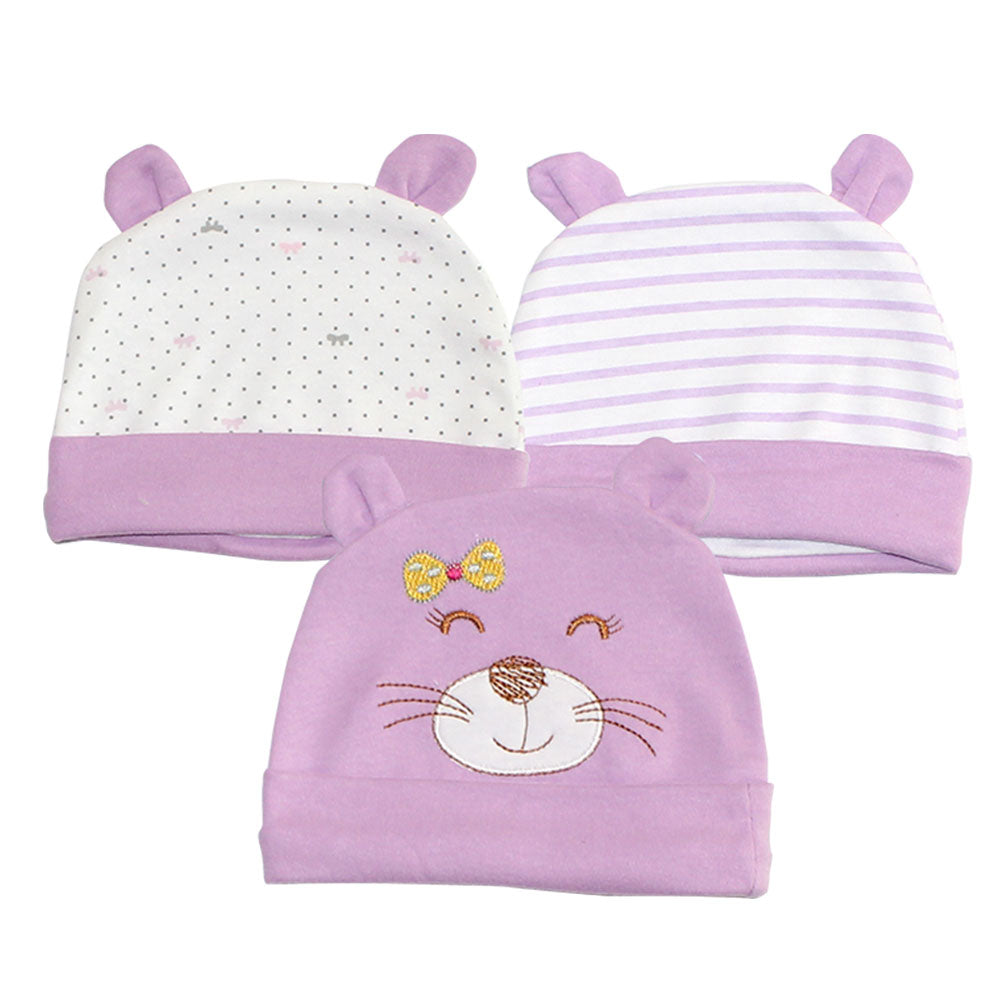 Newborn Imported Super Soft Pack of 3 Caps 0-6 Months