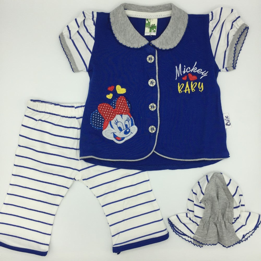 3 Pcs Suit Set Summer Mickey Baby Suit Set For 0-3 Months