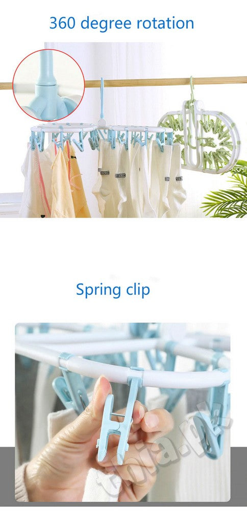 Foldable Baby Clothes Hanger Rack 24 Clips