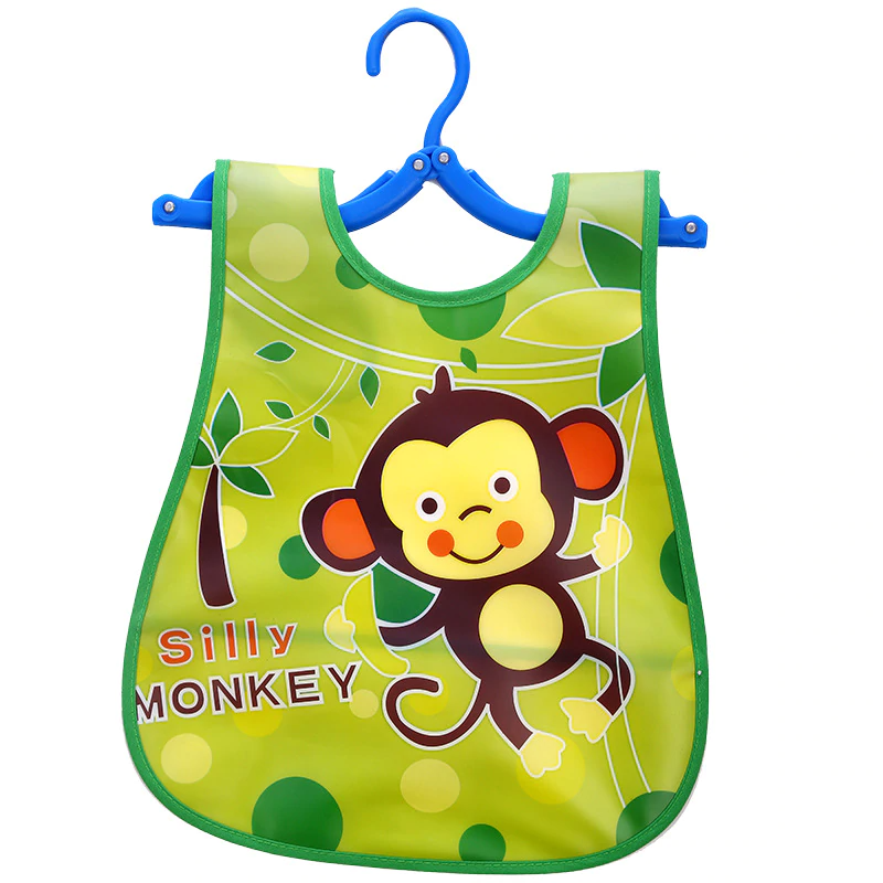 Plastic Waterproof Adjustable Baby Bibs Lunch Feeding Bibs Baby Cartoon Feeding Cloth