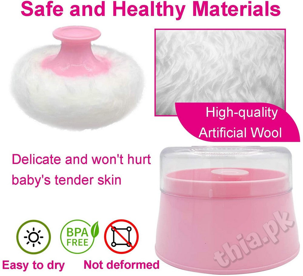 Plastic Baby Care Baby Puff Box Holder Container Talcum Powder Case with Fluff Puff